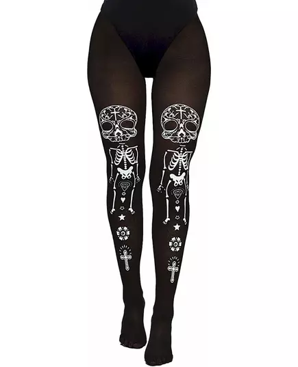 Collants squelette noirs et blancs adulte Dia de los muertos, image 2