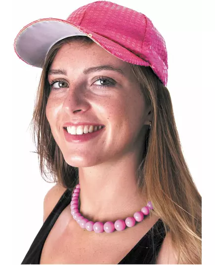 Collier grosses perles roses adulte, image 2