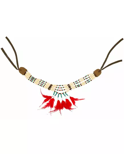 Indianen ketting met rode veren voor vrouwen, image 2