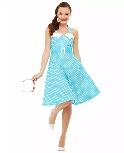 Retro blauwe pin-up vermomming voor vrouwen, image 2