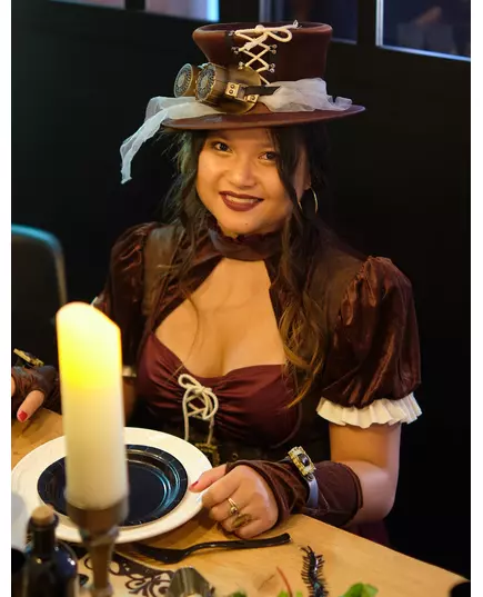 Déguisement steampunk femme bordeaux, Taille: Small (38/40), image 2