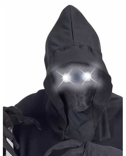 Onzichtbaar gezichtsmasker met capuchon en lichtgevende ogen wit volwassene, image 2