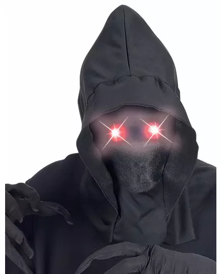 Onzichtbaar gezichtsmasker met capuchon en lichtgevende ogen rood, volwassene, image 2