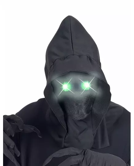 Onzichtbaar gezichtsmasker met capuchon en lichtgevende ogen groen volwassene, image 2