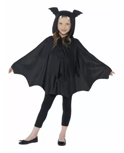 Zwarte vleermuis poncho voor kinderen, Maat: 4–6 jaar (115/128 cm), image 2