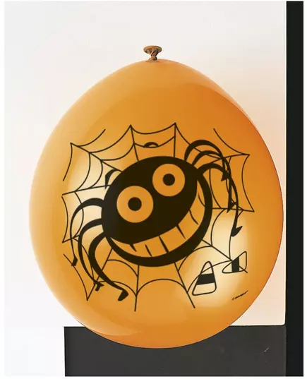 10 Ballons en latex araignées noir et orange 23 cm, image 2