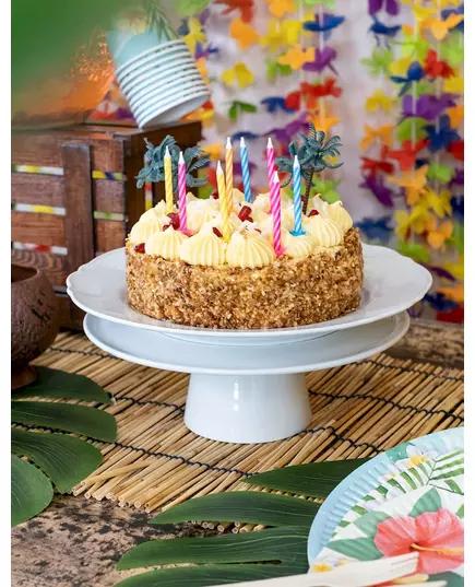 10 Bougies anniversaire colorés avec bobèches 6 cm, image 2
