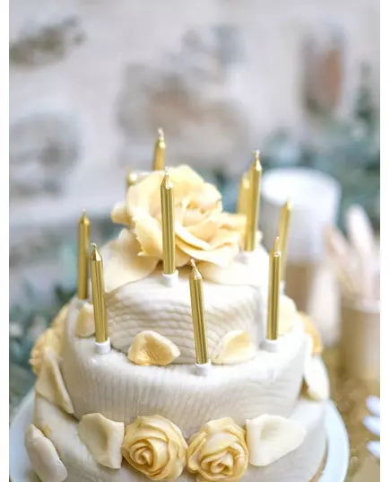 10 Bougies d'anniversaire dorée métallisées 7 cm, image 2