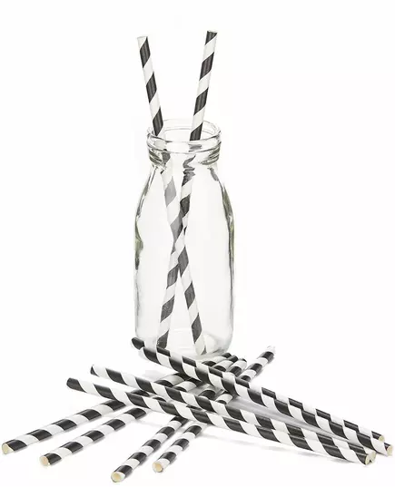 10 zwart gestreepte rietjes, image 2