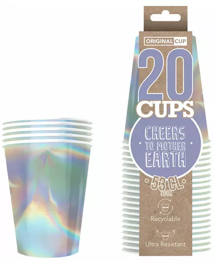 20 Amerikaanse regenboogkleurige recycleerbare kartonnen bekers 53 cl, image 2