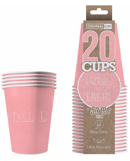 20 Amerikaanse pastelroze recyclebare kartonnen bekers 53 cl, image 2