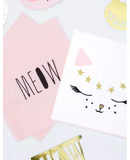 20 Serviettes en papier chaton blanc 33 x 33 cm, image 2