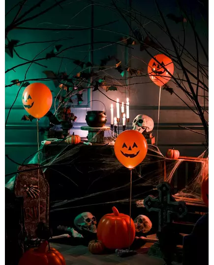 4 LED ballonnen pompoen Halloween 27,5 cm, image 2