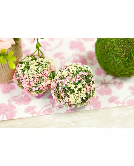 4 boules décoratives de fleurs naturelles blanches et roses de 5 cm, image 2