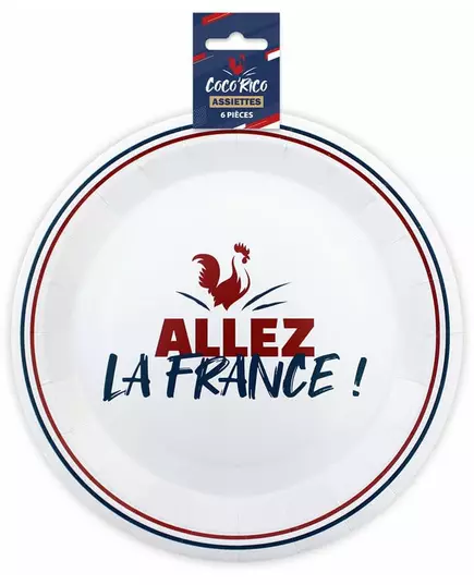6 Assiettes en carton "Allez la France" 23 cm, image 2