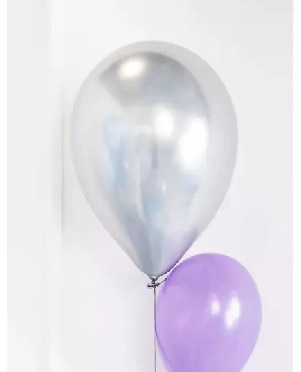 6 Ballons en latex argentés satinés 28 cm, image 2