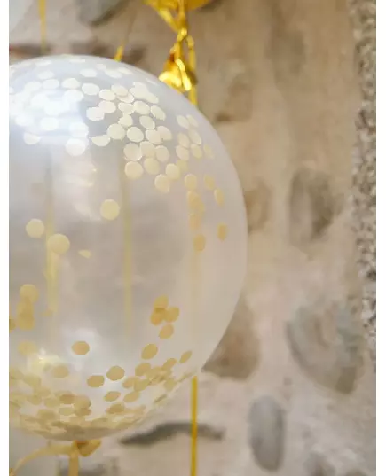 6 doorschijnende ballon met goudkleurige confetti, image 2