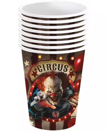 6 kartonnen bekers Halloweenclown 240 ml, image 2