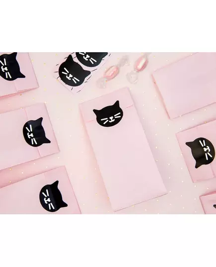 6 papieren roze kat feestzakjes, image 2