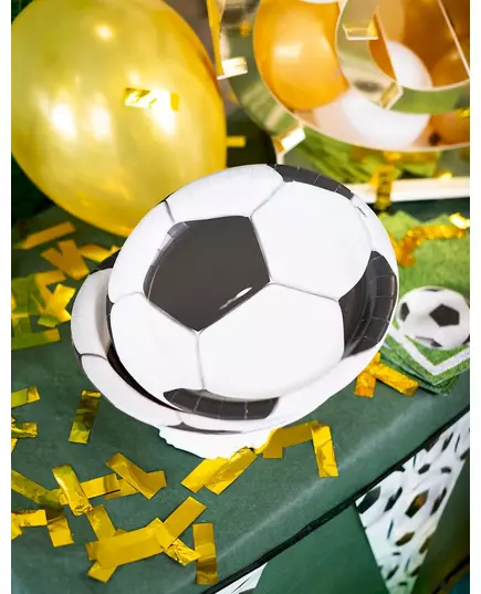 8 assiettes en carton en forme de ballon de football de 23 cm, image 2