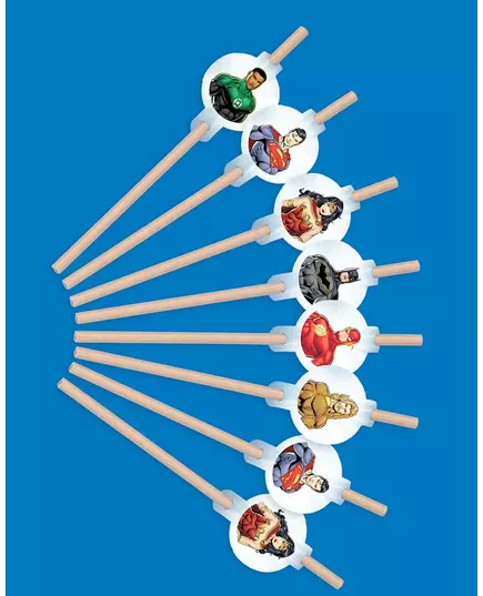 8 Justice League™ kartonnen rietjes 20 cm, image 2