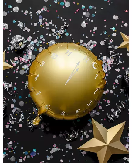 Middernachtklok aluminium ballon goud  45 cm, image 2