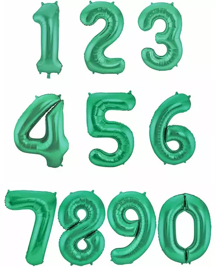 Metallic groene aluminium cijfer ballon, Maat: 0, image 2