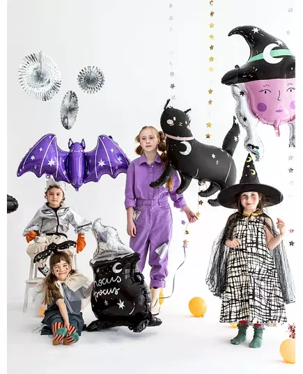 Aluminium ballon zwarte kat Halloween 48 x 36 cm, image 2