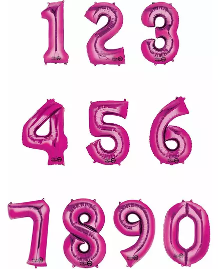 Ballon aluminium chiffre fuchsia 86 cm, Taille: 3, image 2