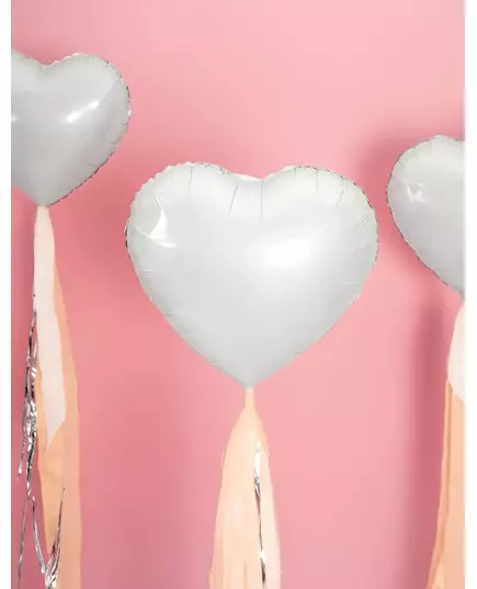 Ballon en aluminium en forme de cœur blanc de 45 cm, image 2