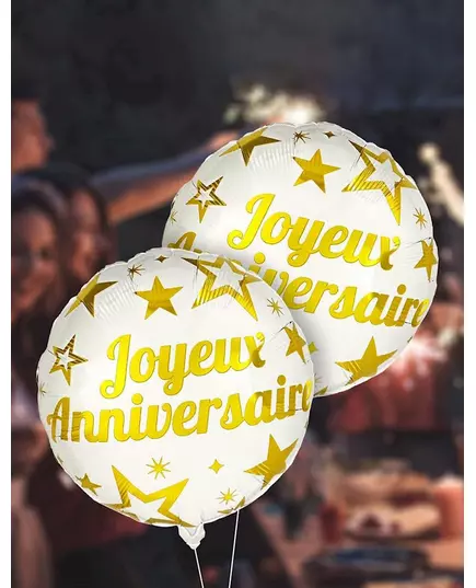 Metallic Joyeux Anniversaire ballon, image 2