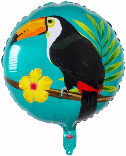 Ballon aluminium toucan bleu et fuschia 45 cm, image 2