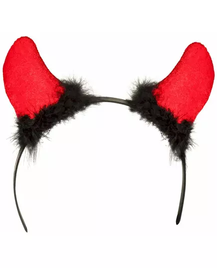 Cornes diable rouges avec fourrure noire adulte Halloween, image 2