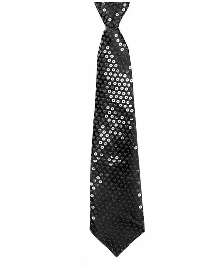 Cravate noire avec sequins transparents adulte, image 2