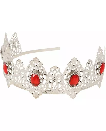 Diadème princesse argenté pierre rouge adulte, image 2