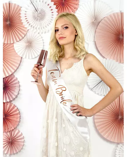 Echarpe en satin team bride blanche et rose gold 75 cm, image 2