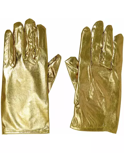 Korte goudkleurige metallic handschoenen voor vrouwen, image 2
