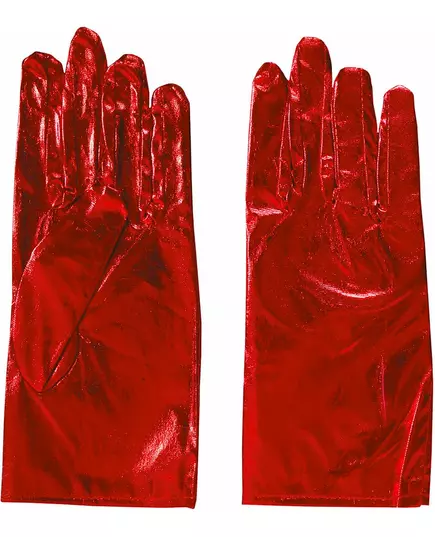 Gants courts métallisés rouge femme, image 2