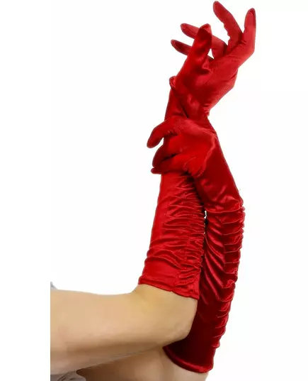 Lange rode zijdeachtige handschoenen, image 2