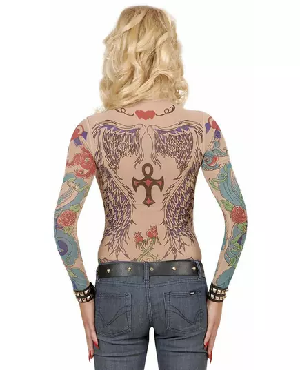 Haut à manches longues effet tatouages femme, image 2