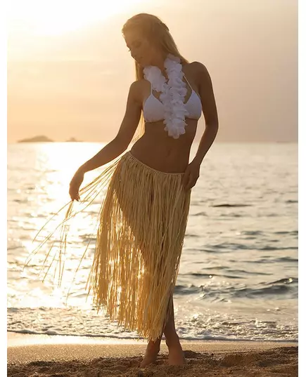 Jupe hawaïenne longue naturelle raphia adulte, image 2