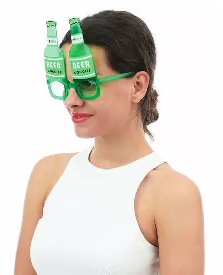 Lunettes bouteille de bière vertes adulte, image 2