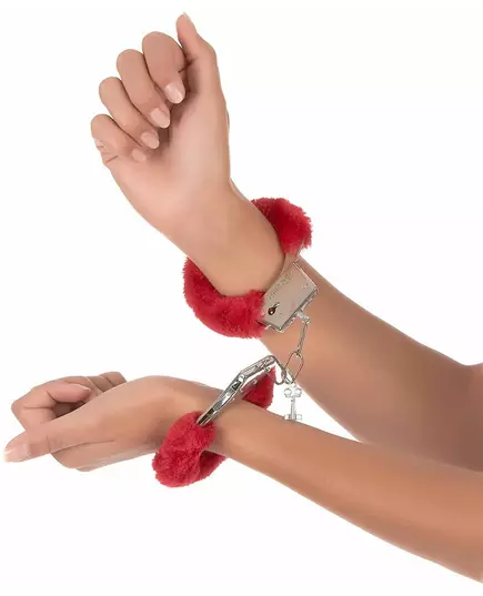 Menottes en fourrure rouge adulte, image 2