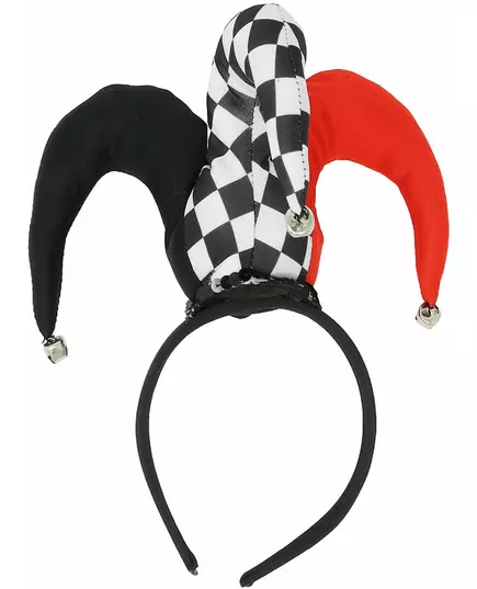 Mini chapeau bouffon rouge et noir adulte, image 2