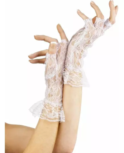 Witte hanschoenen met kant, image 2