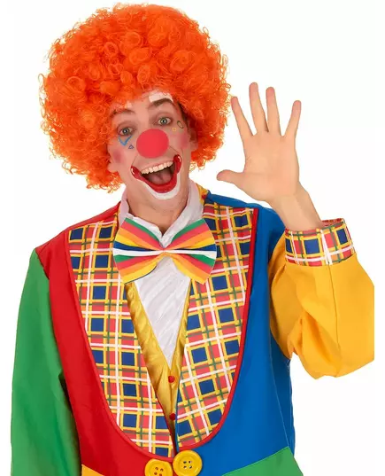 Oranje afro / clown pruik voor volwassenen, image 2