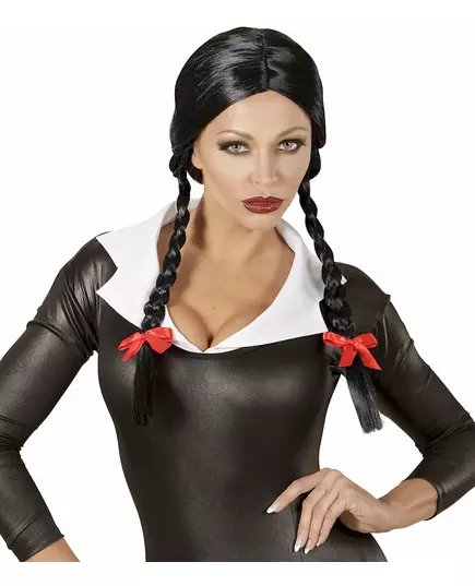 Zwarte gothic dame pruik voor vrouwen, image 2