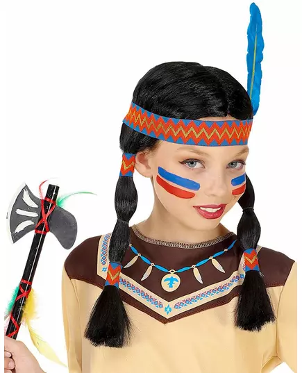 Indianen pruik met hoofdband en veer voor kinderen, image 2