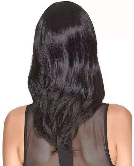 Luxe halflange zwarte pruik voor dames, image 2
