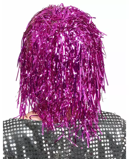 Perruque métallique fuchsia adulte, image 2